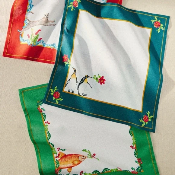2023 Lou Rota twelve Days of Christmas napkin set of 12 - Picture 5 of 14